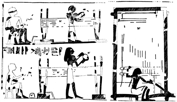 Ancient Egyptian weavers at horizontal and vertical looms from the Tomb of Nefer-ronpet